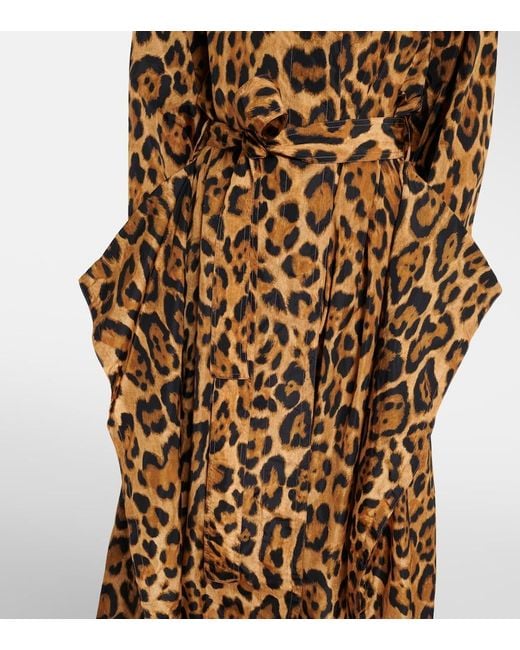Alaïa Brown Animal-Print Taffeta Trench Coat