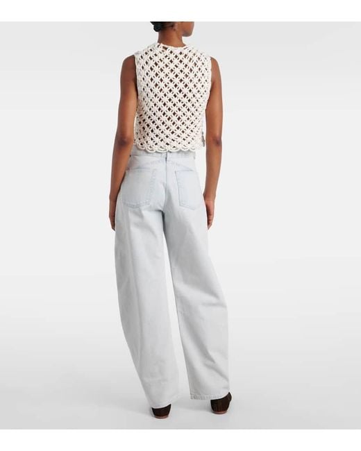 Alaïa White Low-Rise Barrel-Leg Jeans