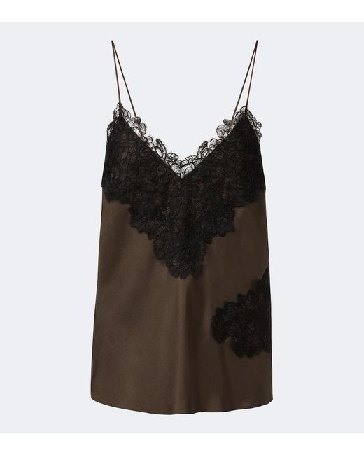 Rohe Black Lace-Trimmed Silk Satin Camisole