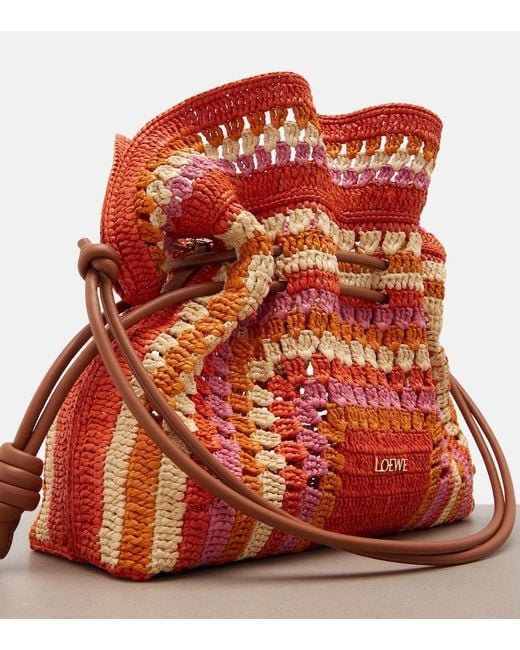 Loewe Red Paula's Ibiza Flamenco Medium Raffia Clutch