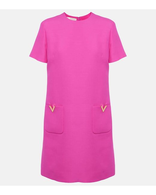 Miniabito VLogo in Crepe Couture di Valentino in Pink