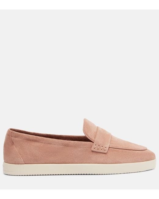 Tory Burch Pink Suede Penny Loafers