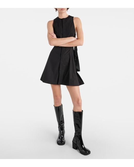 AMI Black Godet Cotton Poplin Shirt Dress