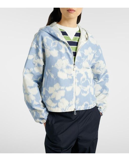 Moncler Blue Noisetier Floral Hooded Jacket