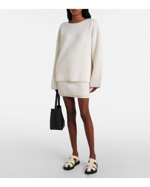 Lisa Yang White Imogen Knitted Cashmere Miniskirt