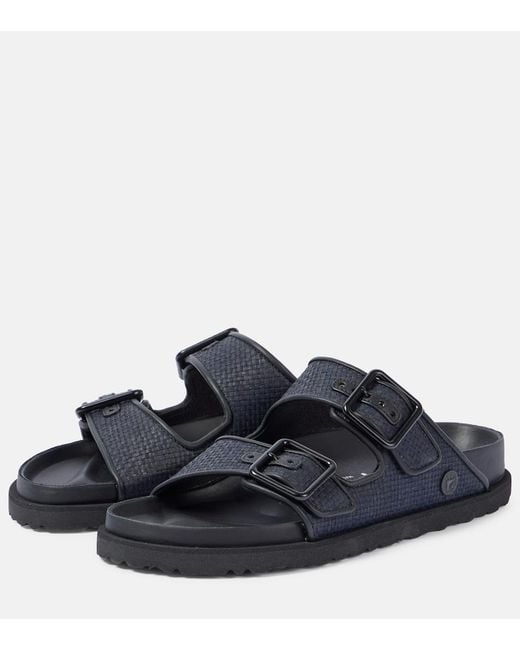 Birkenstock Blue Arizona Luxe Raffia Sandals
