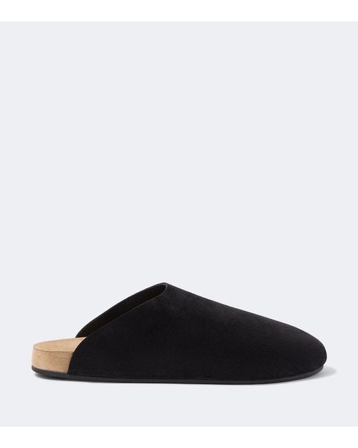 The Row Black New Lucca Suede Slip-On Shoes for men