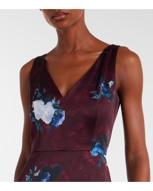 Erdem Purple Floral Sleeveless Woven Midi Dress