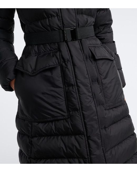 Moncler Black Shearling-Trimmed Down Coat