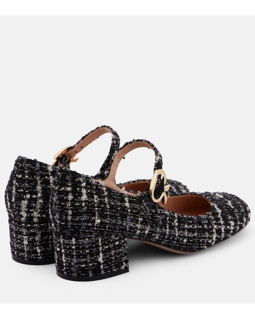 Gianvito Rossi Black Mary Ribbon 45 Boucle Mary Jane Pumps