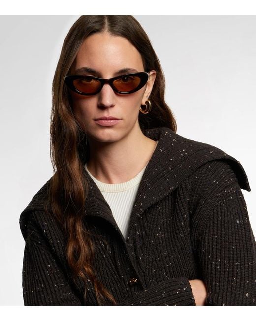 Bottega Veneta Brown Snap Cat-Eye Sunglasses