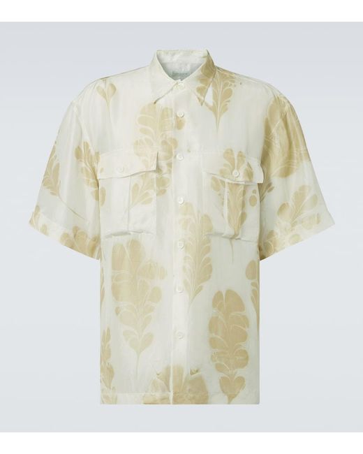 Dries Van Noten White Printed Silk Bowling Shirt for men