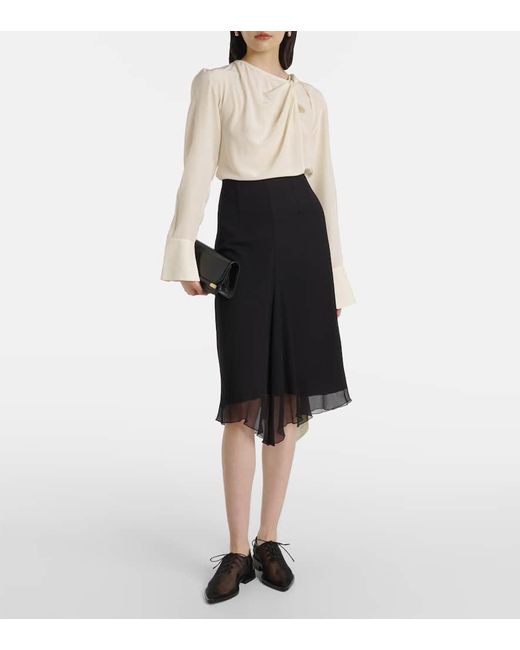 Victoria Beckham Black Leather-Trimmed Mesh Flats