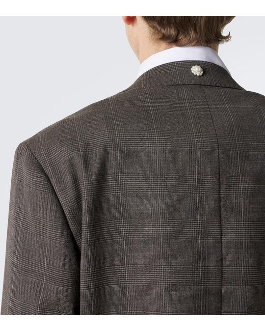 Simone Rocha Black Checked Embellished Wool Blazer for men