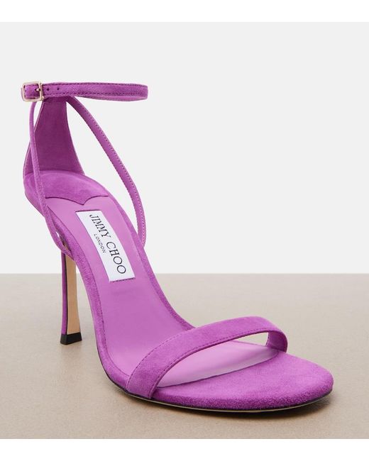 Jimmy Choo Purple Moza Suede Sandals