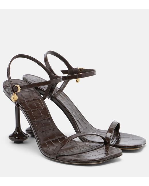 Loewe Metallic Toy Croc-Effect Leather Sandals