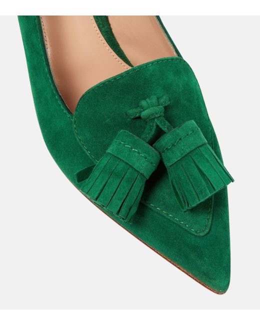 Gianvito Rossi Embellished Suede Slingback Pumps in Green Lyst