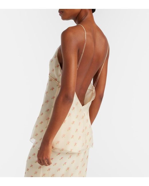 Khaite Natural Timy Floral Silk Organza Camisole
