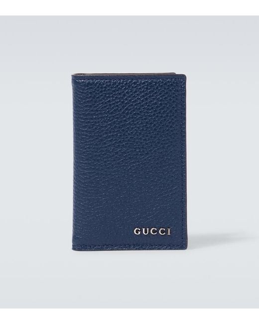 Portacarte in pelle con logo di Gucci in Blue da Uomo