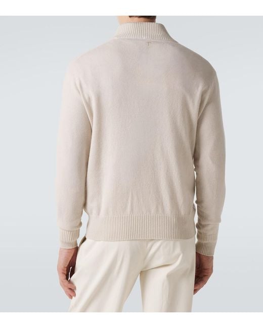 Tod's White Cashmere Half-Zip Sweater for men