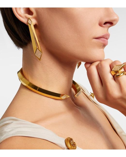 Versace Metallic Ohrringe Mit Kristallen