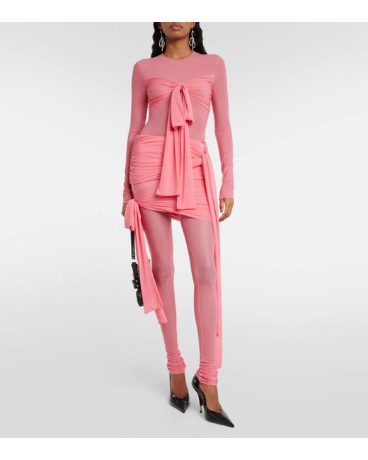 Blumarine Pink Bow-detail Jersey Top