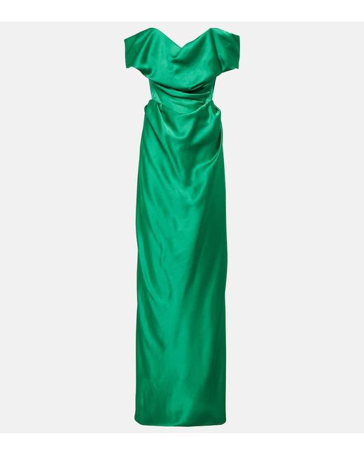 Vivienne Westwood Green Off-Shoulder-Robe Aus Satin