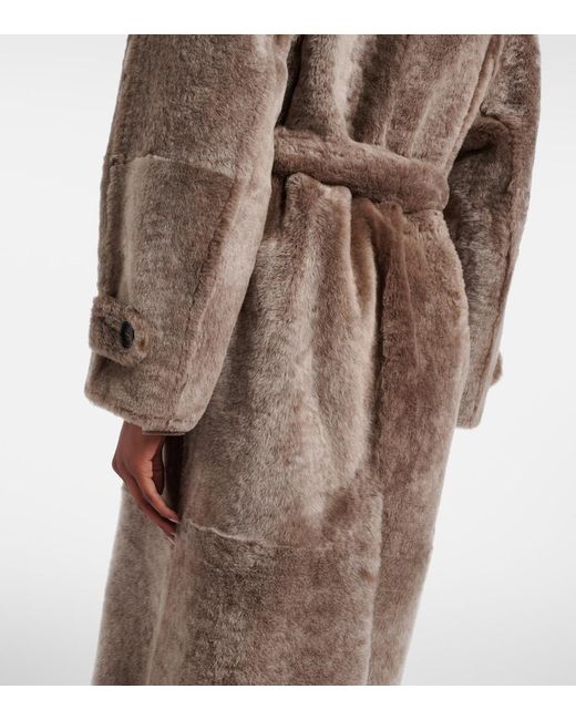 Brunello Cucinelli Brown Shearling Wrap Coat