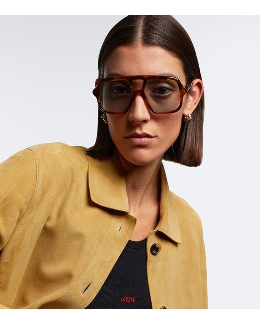 Loewe Black Slim Navigator Sunglasses