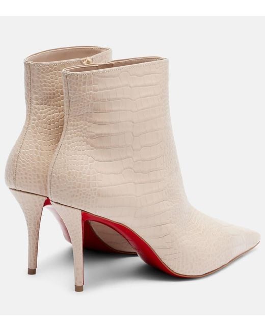 Christian Louboutin Natural Miss Z 80 Croc-Effect Leather Ankle Boots