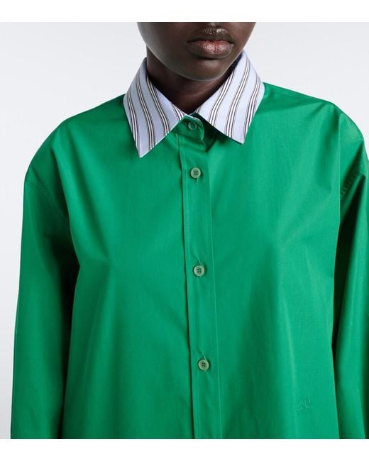 Loewe Green Double L Cotton Poplin Shirt Dress