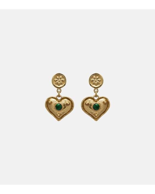 ALÉMAIS White Jem Heart Drop Earrings