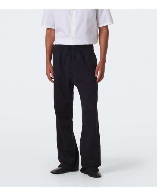 Gucci Blue Web Stripe Silk And Cotton Wide-Leg Pants for men