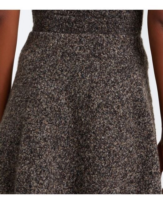 Agnona Gray Cashmere, Silk, And Wool Midi Skirt