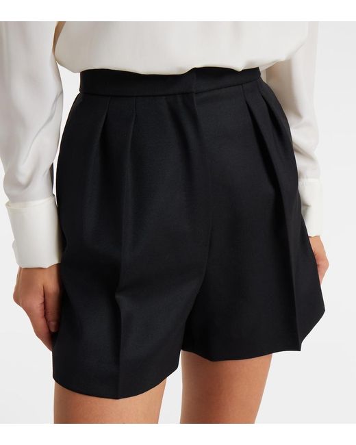 Max Mara Black Ozieri High-Rise Virgin Wool Shorts