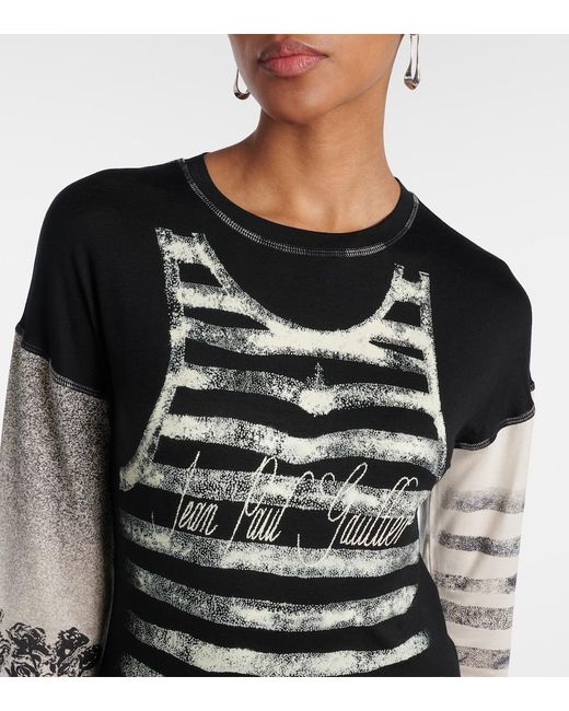 Jean Paul Gaultier Black Printed Jersey Maxi Dress