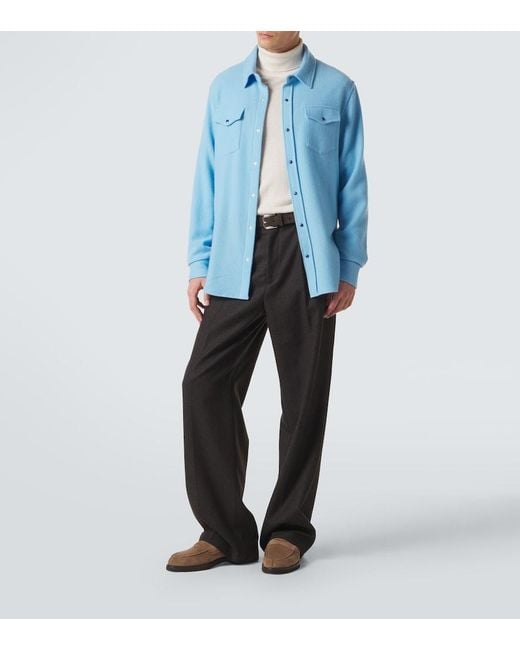 God's True Cashmere Blue Lagoon Cashmere Shirt With Lapis Lazuli for men