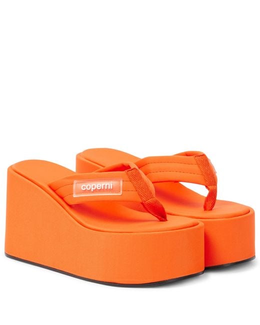 Coperni Orange Platform Thong Sandals