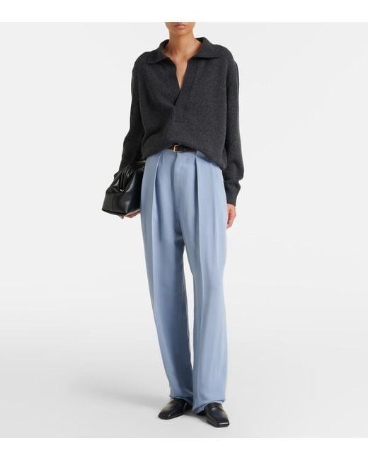 Victoria Beckham Black Genevieve Wool And Cashmere Polo Sweater