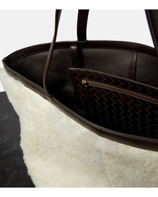 BOTTEGA VENETA Flip Flap Intrecciato-Leather And Suede Tote Bag in Brown