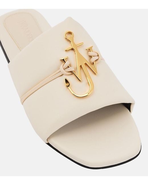 J.W. Anderson White Anchor Leather Slides