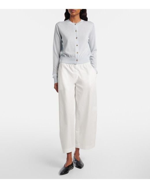 Khaite Blue Tansy Cropped Wool And Cashmere Cardigan