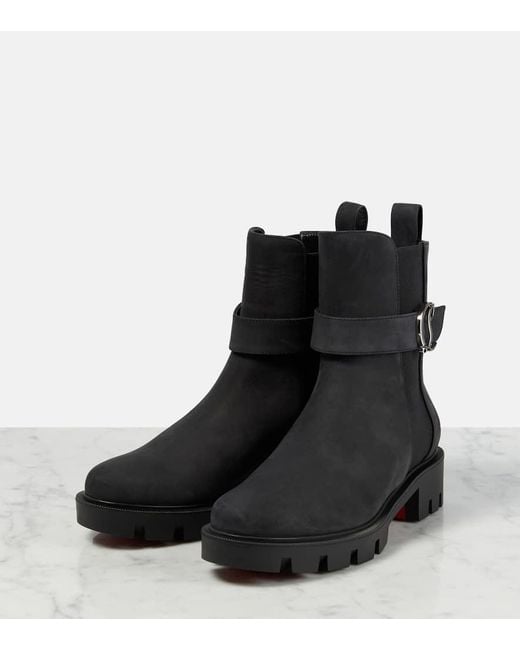 Christian Louboutin Black Cl Chelsea Leather Lug-sole Boots