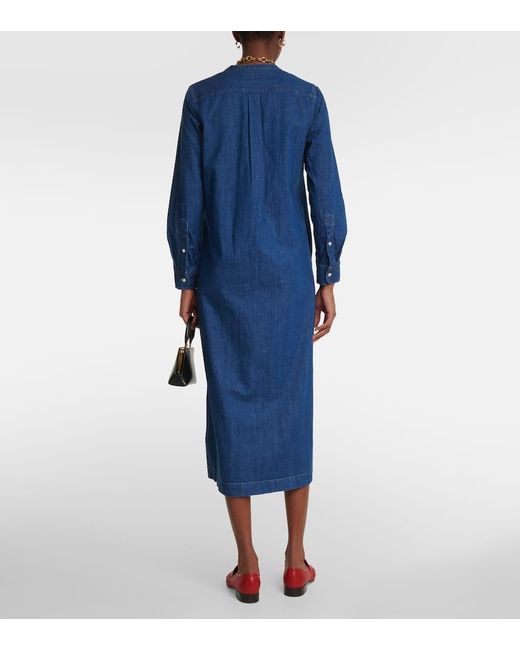 Polo Ralph Lauren Blue V-neck Relaxed-fit Denim Midi Dress