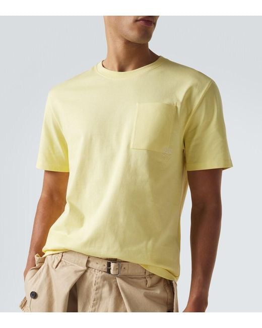 Loewe Yellow Logo Embroidered Cotton T-Shirt for men