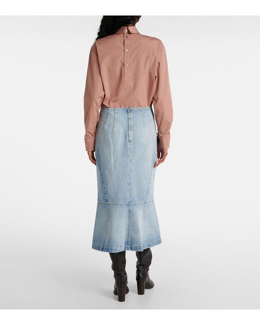 Dries Van Noten Blue Denim Midi Skirt