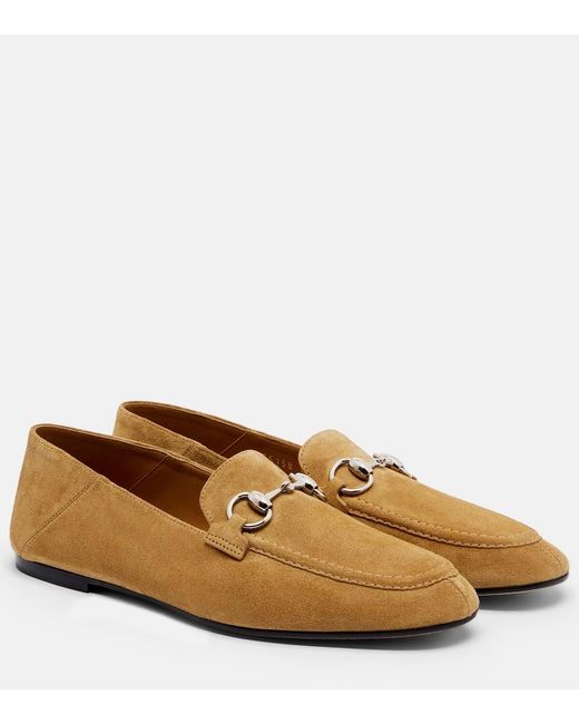 Gucci Brown Jordaan Horsebit Suede Loafers