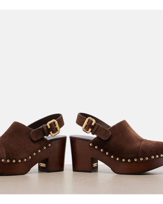Chloé Brown Jeannette Suede Clogs
