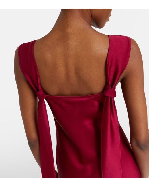 Max Mara Red Crepe Satin Maxi Dress