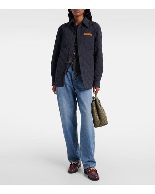 Bottega Veneta Blue Hemdjacke Aus Einem Baumwollgemisch